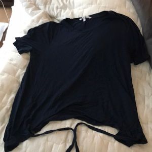 Navy T with cut out & tie